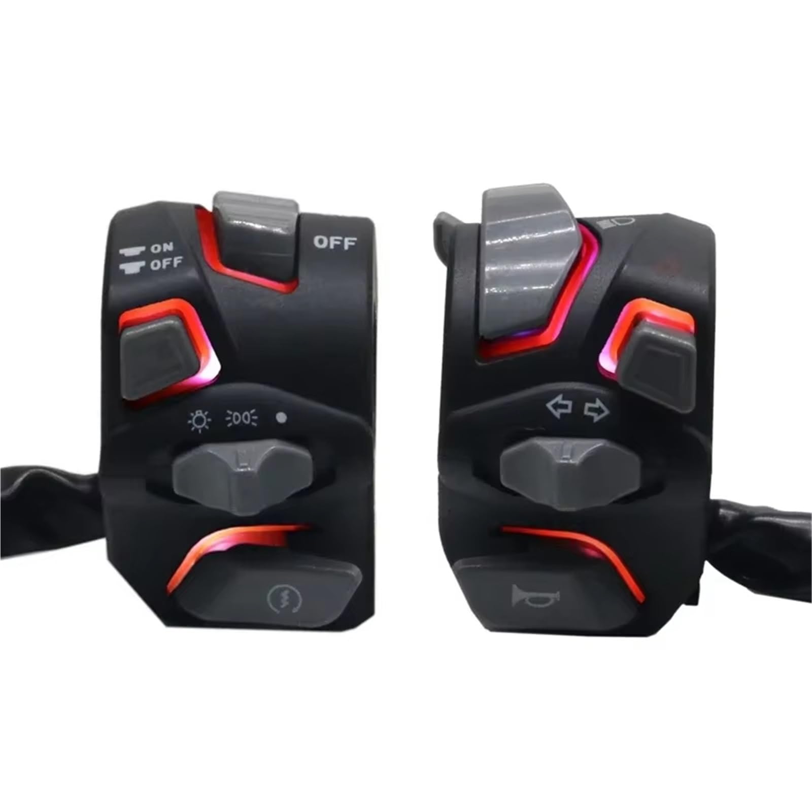 1set Lenker Motorrad Schalter Scheinwerfer Warnlicht Blinker Hupe Start Stop Taste Mit Licht Elektrische Fahrrad Schalter Zündung Schalter Lenker Lichtschalter(Red)