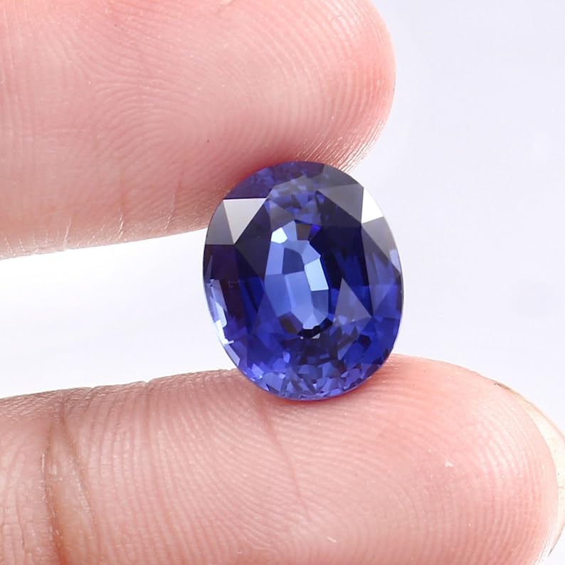 Saphir bleu de Ceylan naturel ovale 12x10mm pour création de bijoux uniques - 2