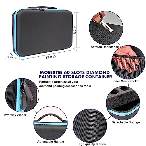 Image of MoeeBtee Diamond Painting Organizer - 60 Slot Accessories and Tools Case, Jewelry Beads Storage Box - Blue