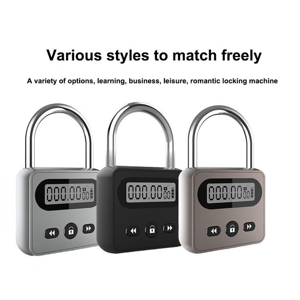 Meichoon Metal Timer Lock Stainless Steel Multi-Function Intelligent Padlock Backlit Display 999 Hours Max Timing for Preventing Addiction and Bad Habits Bronze - Image 4