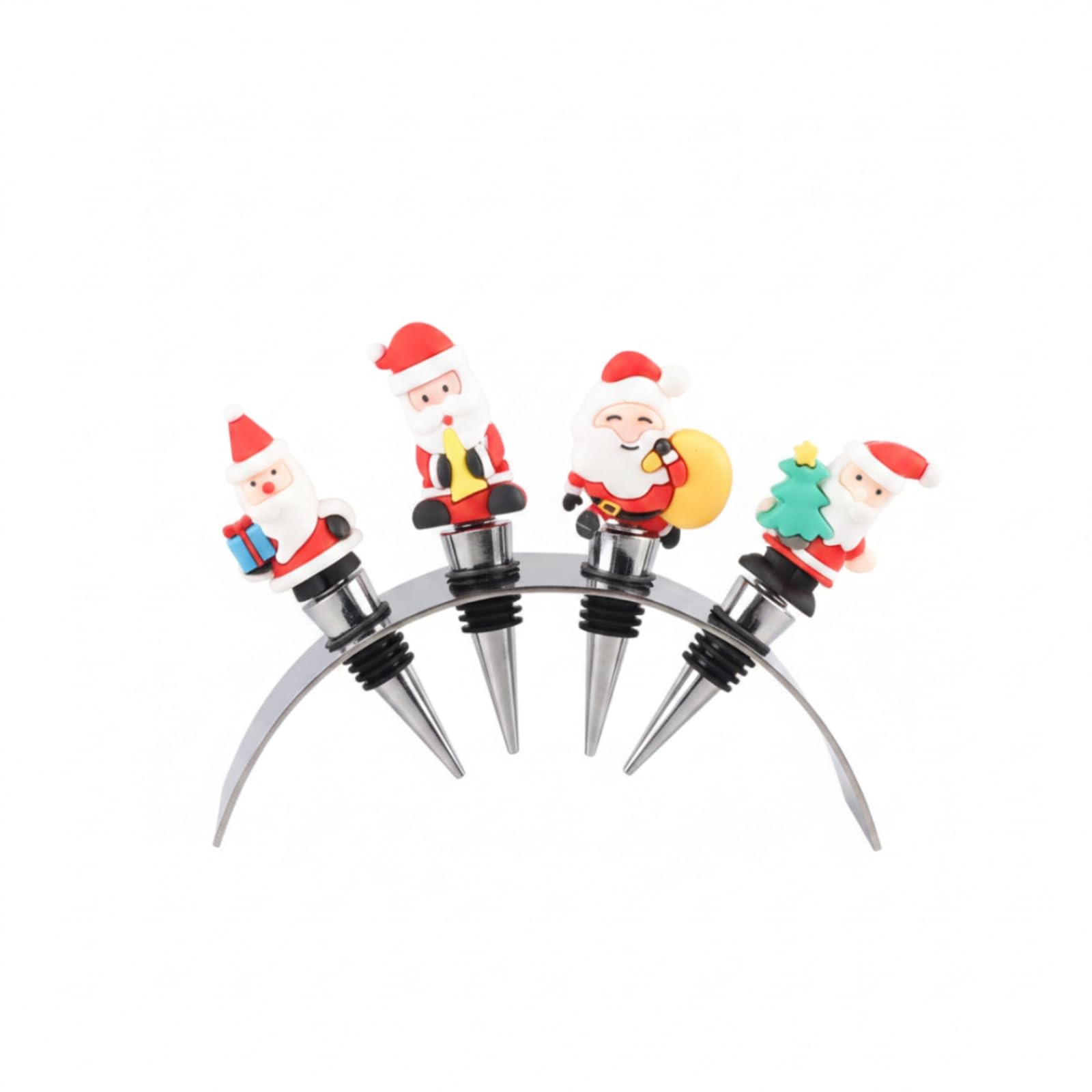 predolo Tapón Botella con Soporte Metálico Tapón Botella Vino Sellador Vajilla para Sommeliers, Bar, 17.5 5 13cm, Papá Noel