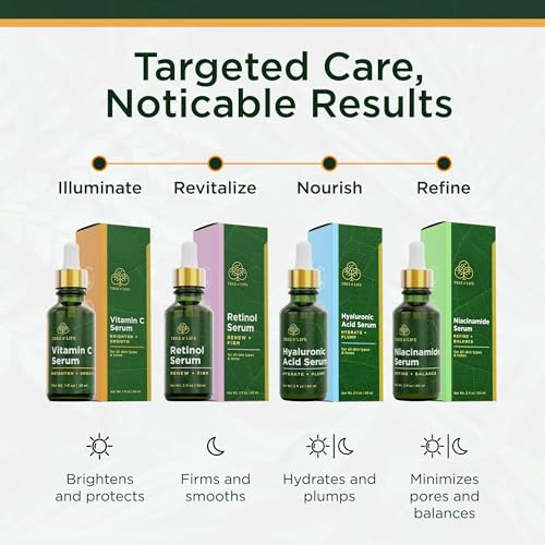 Image of Tree of Life Vitamin C Serum for Face - Brightening and Hydrating Face Oil for Dark Spots and Fine Lines - Suitable for Sensitive Skin - Dermatologist Tested Skin Care - 1 Fl Oz