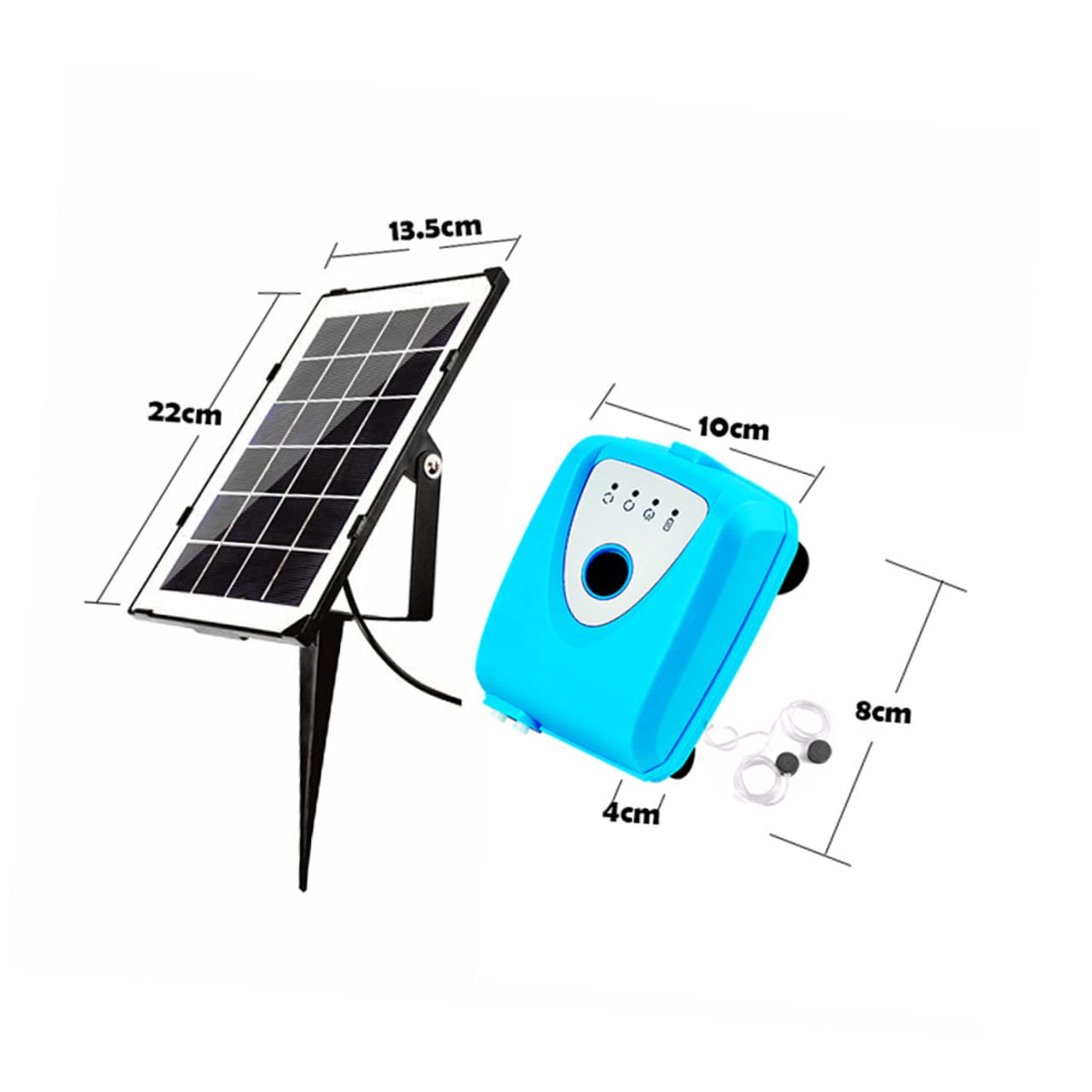 Sauerstoff Luftpumpe für Aquarien mit Zwei Ausblasöffnungen, Solarbetrieben