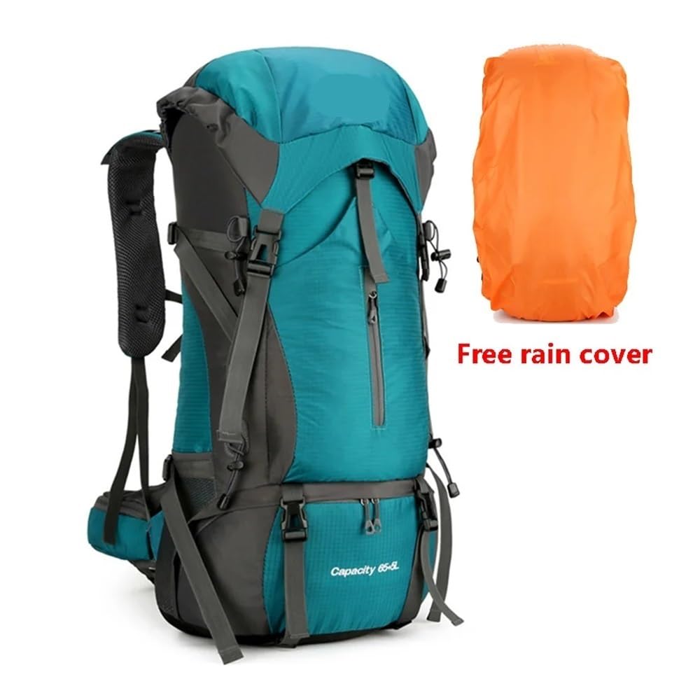 Mochila de viaje de nailon de 70 L con cubierta para lluvia, mochila de senderismo al aire libre, mochila de montañismo, mochila de hombro para hombre