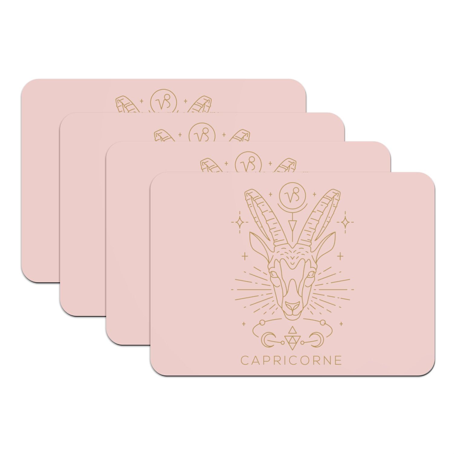 Set de table dessous caoutchouc antidérapant rose zodiaque x4