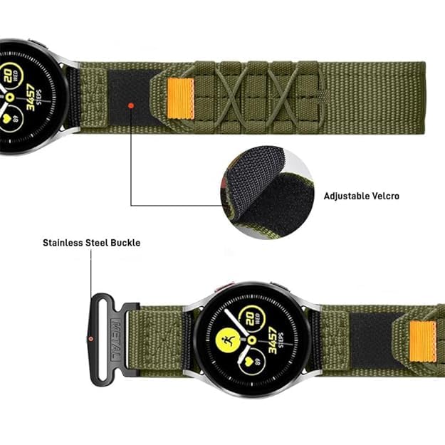 Image of YODI 22mm Strap Band Compatible with Noise Colorfit Pro 6 Max /Halo 1.43, Samsung Galaxy Watch 3 (45mm) / Watch (46mm) Smartwatch Only, Nylon Sturdy Classic Straps (Rugged-Black)