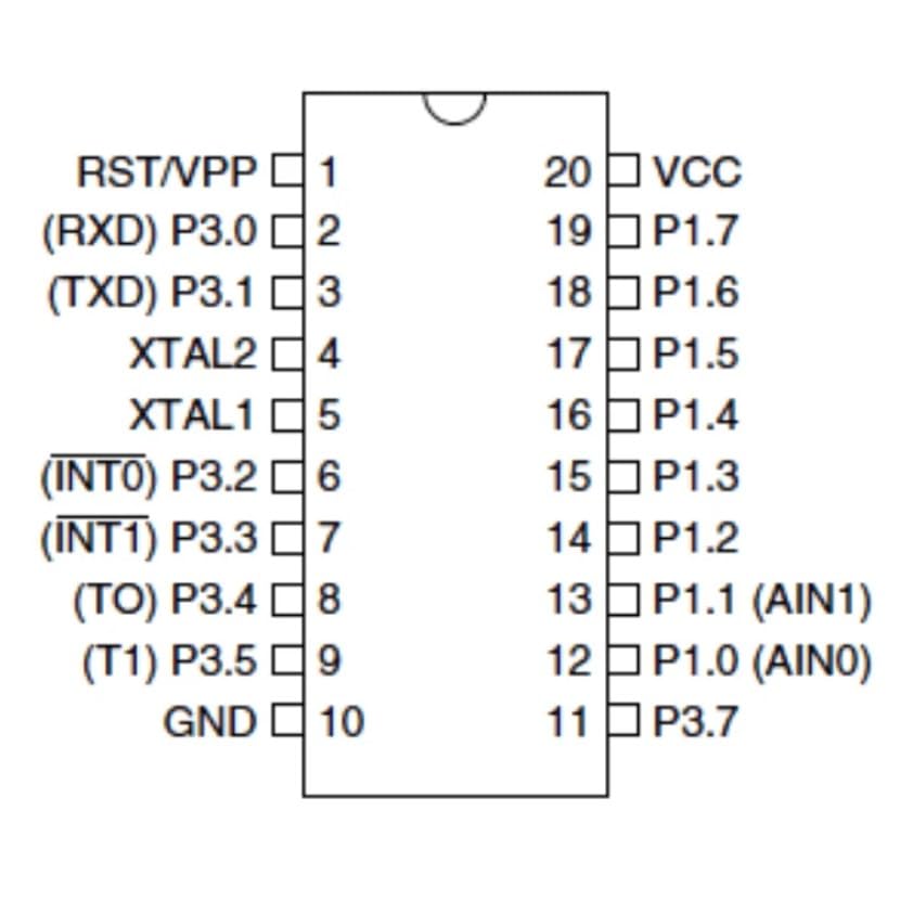 Robocraze ATMEL 89C2051-24 PU Microcontroller (Pack of 1) - Image 2 thumbnail
