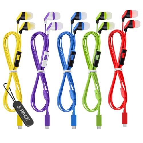 JustJamz Paquete de 5 auriculares USB-C con micrófono para comunicación en áreas ruidosas
