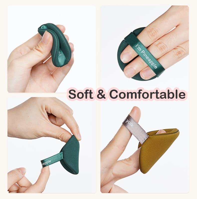 Miniatura 3 de 12 piezas de soplo de polvo, de algodón puro, suave, redondo, terciopelo, para cuerpo suelto, polvo mineral, base cosmética, licuadora, belleza,