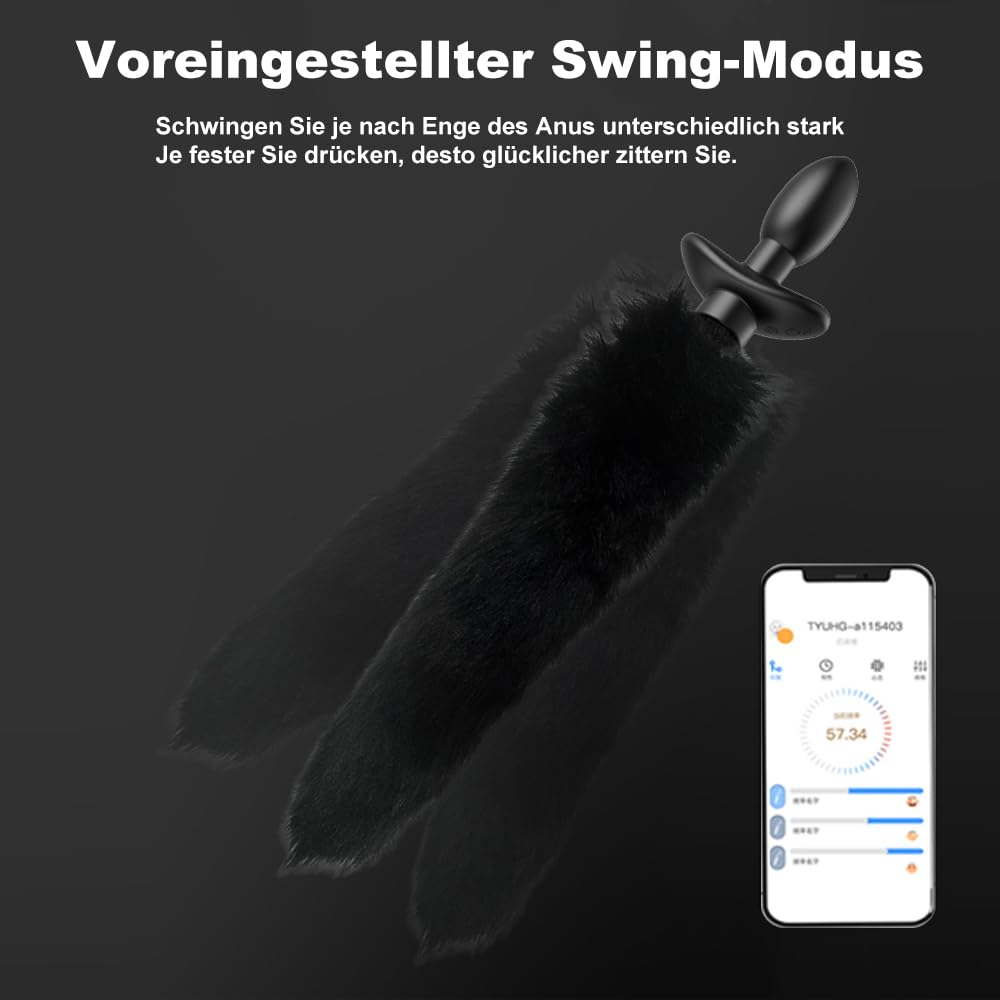 10 Vibrationsfrequenzen Analvibrator Fuchsschwanz Analplug Butt Plug mit 5 Modi SM Vibrator Bondage APP Fernbedienung Fox Tail Silikon Cosplay Stopper Vibration Masturbator Für Frauen Männer
