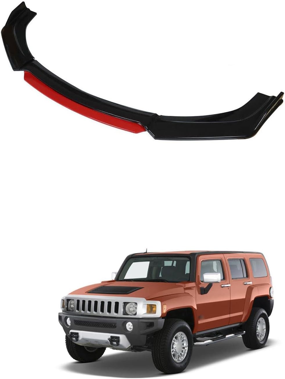 Universal Front Bumper Lip Kit, Car Front Bumper Spoiler Splitter Body Kit Side Skirt Front Bumper Protector Guard Scratch-Resistant fits Compatible with Hummer H2