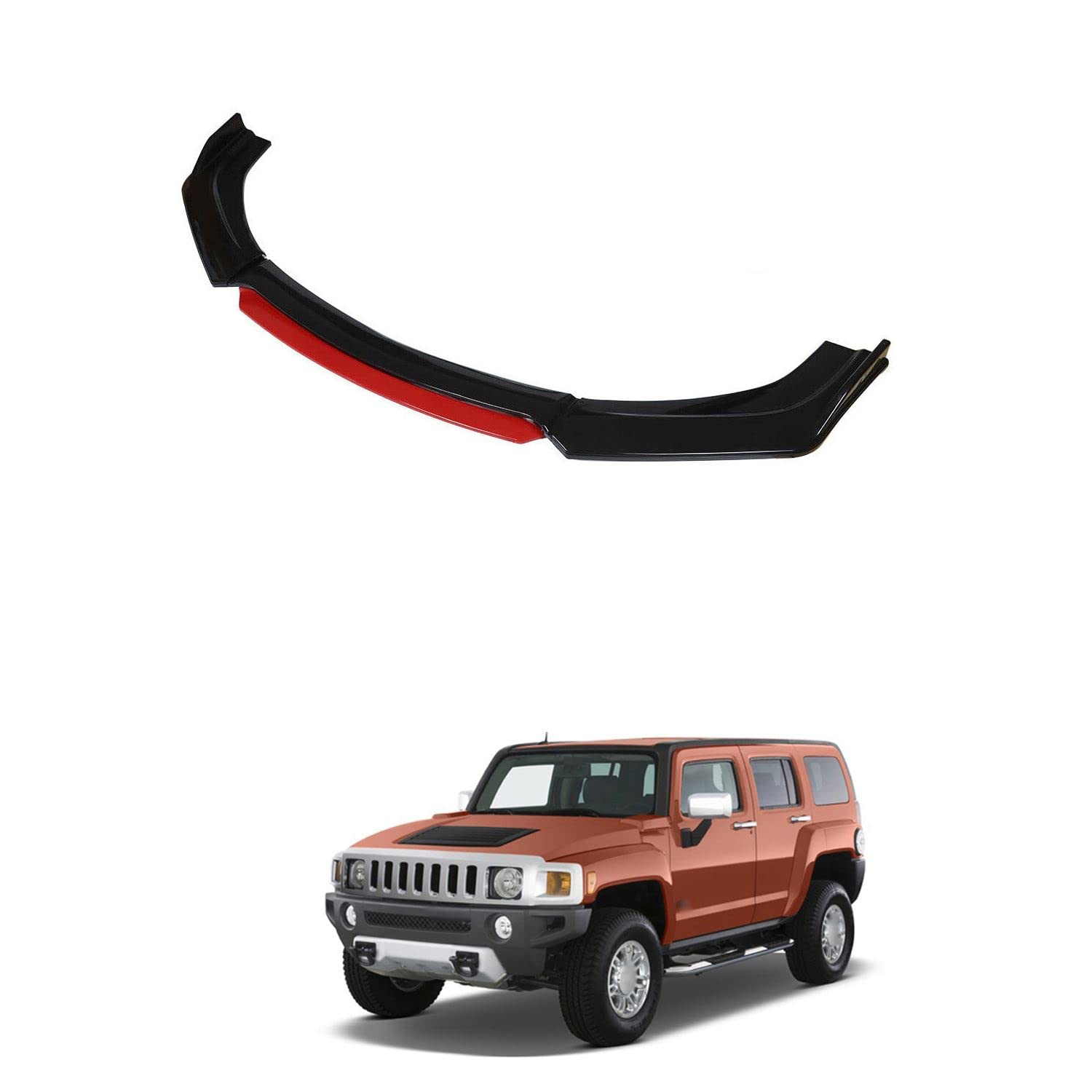Universal Front Bumper Lip Kit, Car Front Bumper Spoiler Splitter Body Kit Side Skirt Front Bumper Protector Guard Scratch-Resistant fits Compatible with Hummer H2