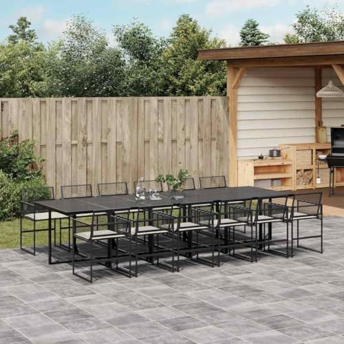 Yisssmeng 13-Piece Modern Outdoor Dining Set with Cushions, 129.9" Rectangular