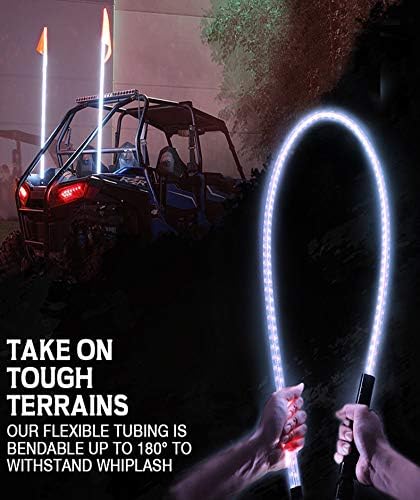 Exerock 6FT RGB LED Whip Lights 270°Twisted Antenna Compatible with RZR UTV ATV Racing Motorcycle Off-Road Truck Boat