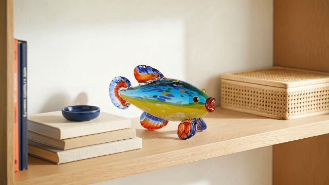 Figura Decorativa de Vidrio en Forma de Pez Azul miniatura 7