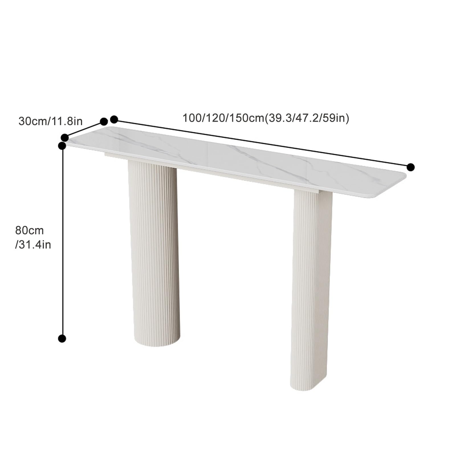 Tavolo Consolle Ingresso con Piano in Finto Marmo Bianco E Struttura in Metallo Dorato, Stile Moderno, Adatta A Ingressi, Soggiorni E Corridoi(White2,150cm/59in)