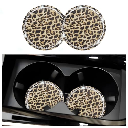 2 PCS Portavasos para Autos con Estampado Leopardo y Piedras miniatura 1