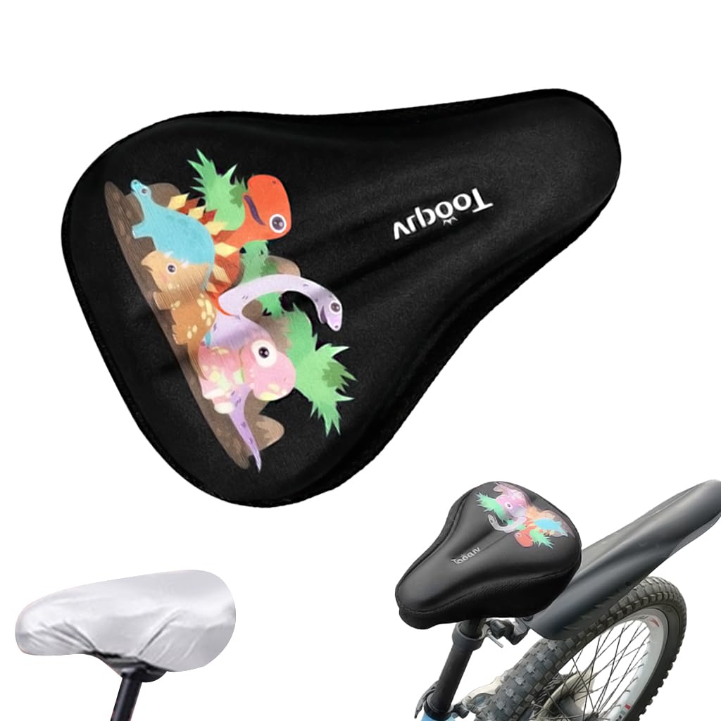 Proberos® Kids Bike Saddle Cushion,Gel Memory Foam Kids Bike Saddle Seat Cover,Enhanced Shock Absorption Cute Cartoon Seat Cover Saver Slip-on Cushion with Drawstring Closure S-image-7
