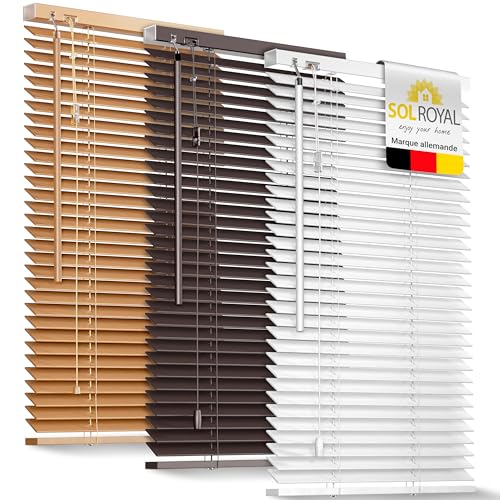 Sol Royal Store Venitien 40x130 cm JH3 – Store Venitien Bois à Lamelles Écologiques Blanc –...