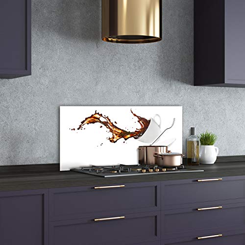 Splashback guard cuisine verre trempé 100x50 cm marron imprimé boisson