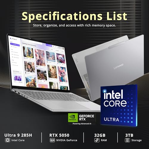 Image of Lenovo Yoga Pro 9i 16 inch 2.8K OLED Touchscreen Laptop, Intel Ultra 9 285H, NVIDIA GeForce RTX 5050, 32GB RAM, 3TB Storage(2TB SSD+1TB Docking Station), Backlit Keyboard, Wi-Fi 7, Win 11 Pro, Grey