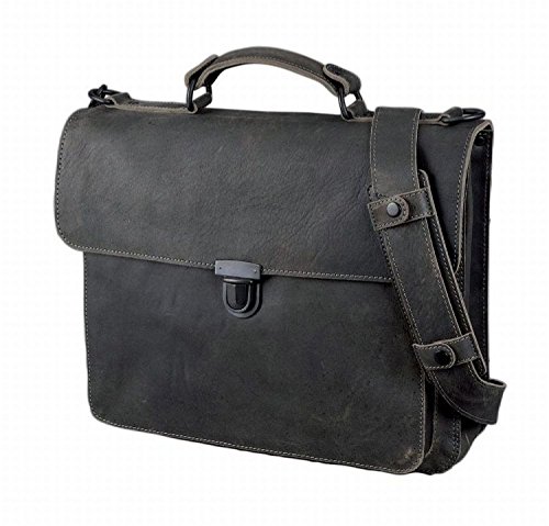 Sacoche Business Fatty en cuir gris compartiments zippés