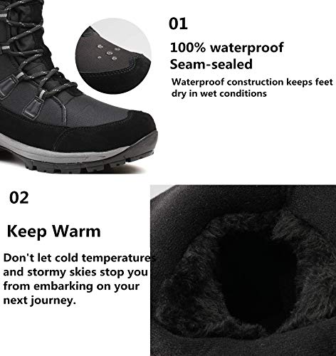 Image of ROCKMARK Mens Winter Mid-Calf Snow Boots Fur Lined Warm Waterproof Slip On Outdoor Athletic Snow Boots