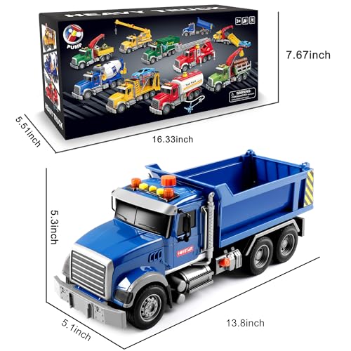 Image of Dwi Dowellin Toddler Trucks Toys for Boys Age 3-5,Big Dump Truck with Lights and Sounds,Kids Boy Toys Christmas Birthday Gift Car
