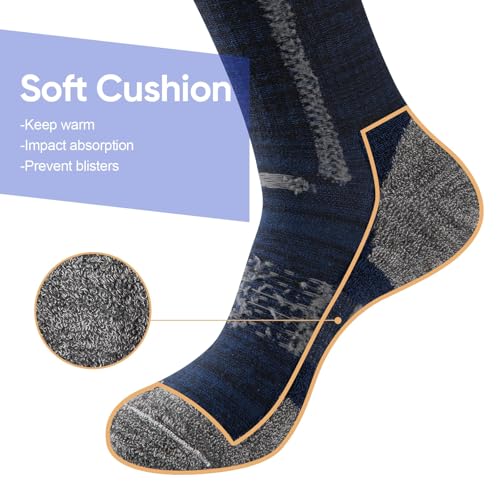 Heatuff Mens Crew Socks, 6 Pairs Cotton Boot Cushioned Socks，Moisture-Wicking Work Hiking & Athletic Outdoor Socks4