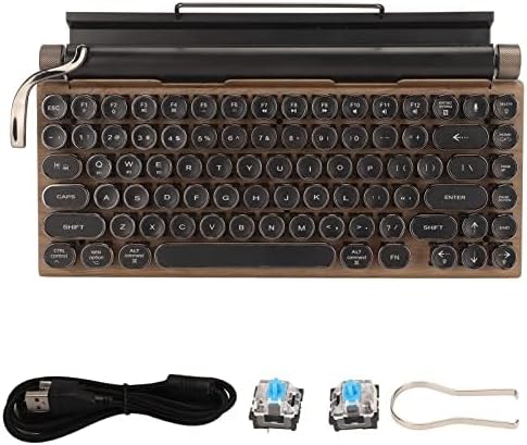 Miniatura 6 de Teclado mecánico para juegos, máquina de escribir, teclado retro punk para juegos, teclado Bluetooth con tapa redonda de metal y retroiluminación,