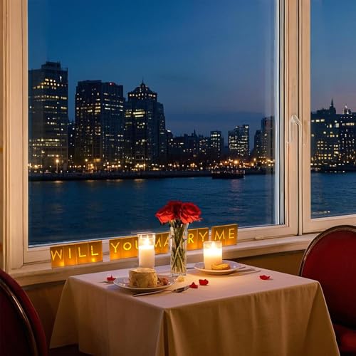 Image of Will You Marry Me Sign -Will You Marry Me Proposals Decorations Marry Me Light Up Letters with LED Lights and Roses, Luminary Paper Bags Proposals, Valentines Day Decorations