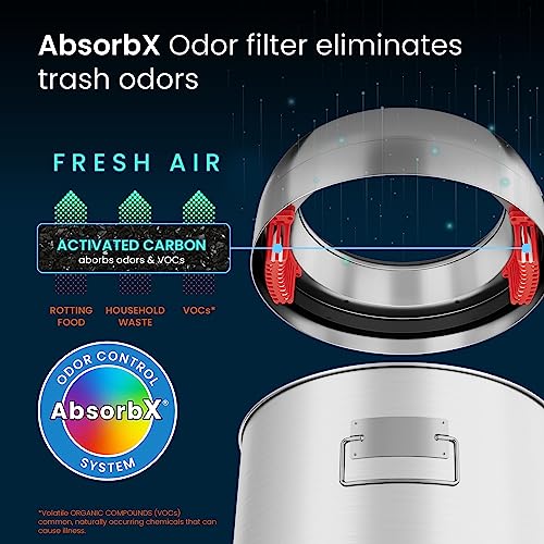 Image of iTouchless 13 Gallon Dual-Deodorizer Trash Can and Recycle Bin Stainless Steel Commercial Grade, Large 10 Inch, Home, Restaurant, Restroom, Office, Open Top, Round