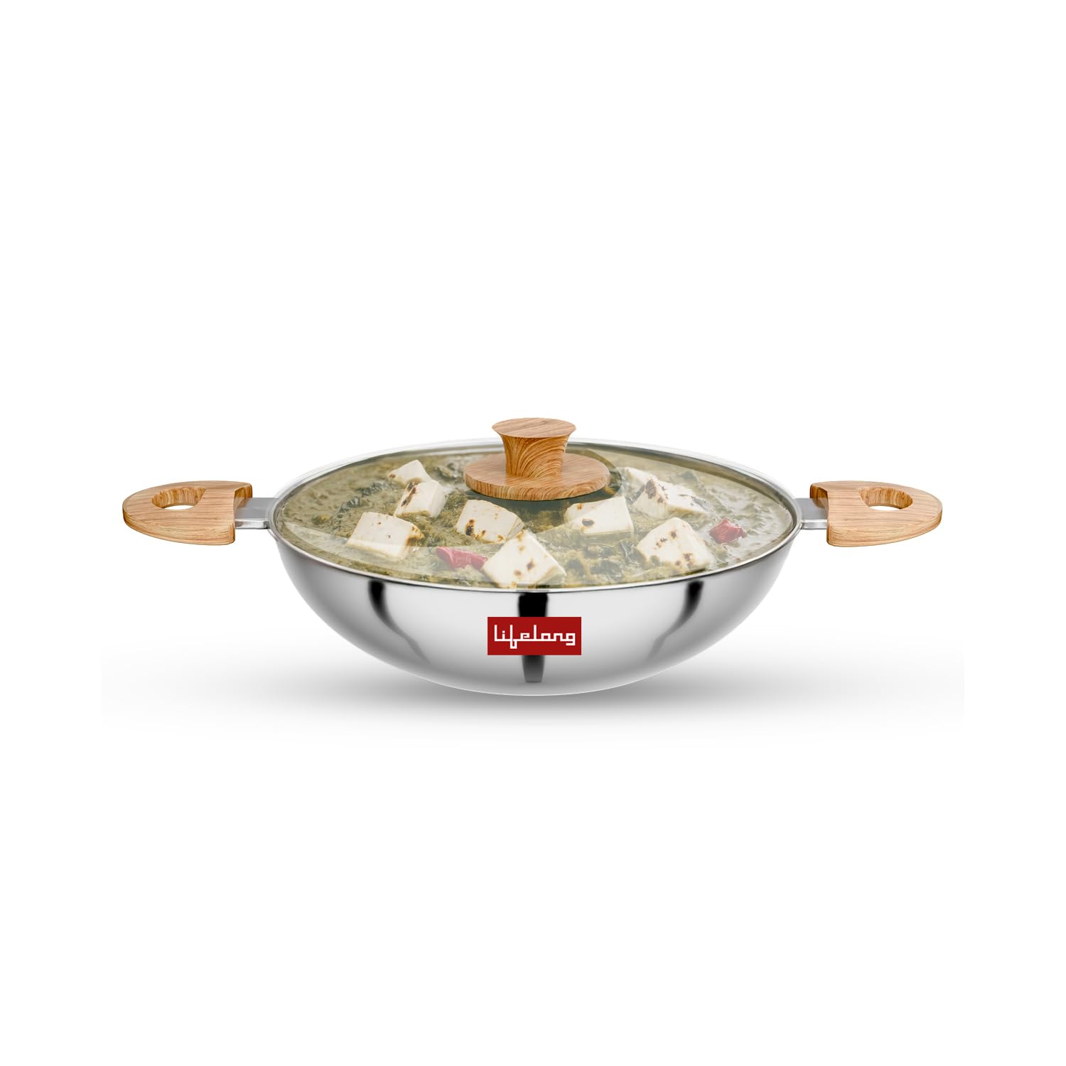 Lifelong Triply Kadai for Cooking - Stainless Steel 20 cm Kadai with Glass Lid - 1.5 Litre Kadhai with Lid - Induction Bottom & Gas Stove Cookware (Silver, LLTPK25) (B0DBR1T25W) Amazon Price History, Amazon Price Tracker