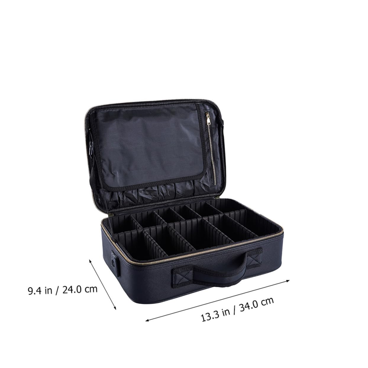 Healeved Astuccio da Viaggio per Trucco Oxford Nero Manico, Design a Griglie, Custodia Cosmetica Portatile Facile da Trasportare e Protettiva per Organizzare i Prodotti Make Up