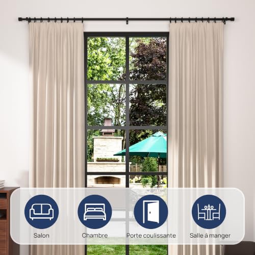 ENJOYBASICS Tringle Rideau Extensible, 76-218cm, Φ19mm, avec Support, Noir – vue 2