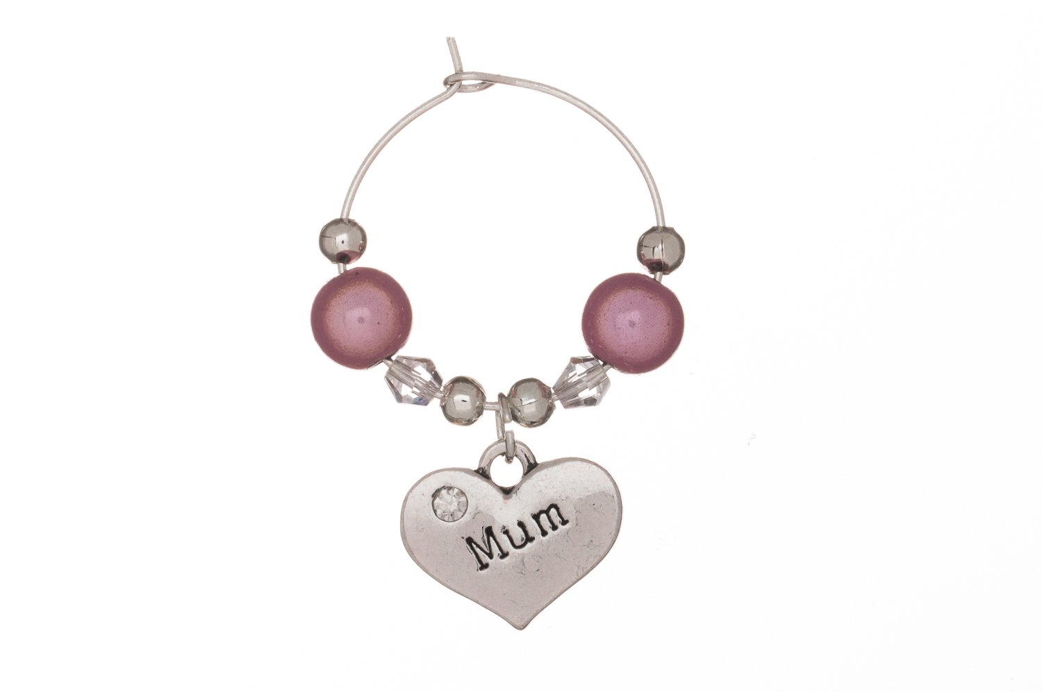 Libby's Market Place Multicolour Mum Wine Glass Charm With Clear Rhinestone On A Gift Card