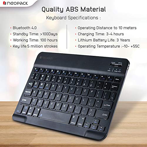 Image of Neopack Smart Folio Case with Wireless Keyboard for iPad 10.2 inch - 7th & 8th Gen (Black)