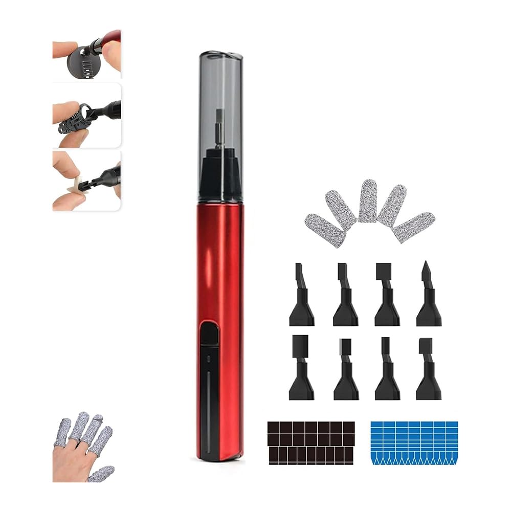 pofaa Reciprocating Electric Sander, 3-Speed Adjustable Detail Sanding Pen, 8 Sanding Heads and Self-Adhesive Sandpaper
