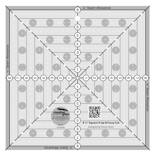 Règle de coupe carrée Creative Grids antidérapante 8,5" pour matelassage