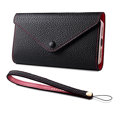 iPhone8 / iPhone7 /iPhone SE3/SE2 三つ折り 手帳型 ケース 本革 レザー カバー かっこいい おしゃれ カード収納 シンプル 大人 スマホケース 高級 メンズ レディース プレゼント WH-8-Black