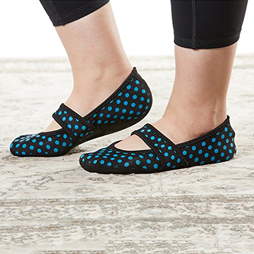 Women's Classic, Black with Blue Polka Dots, Large (Pack of 2)4
