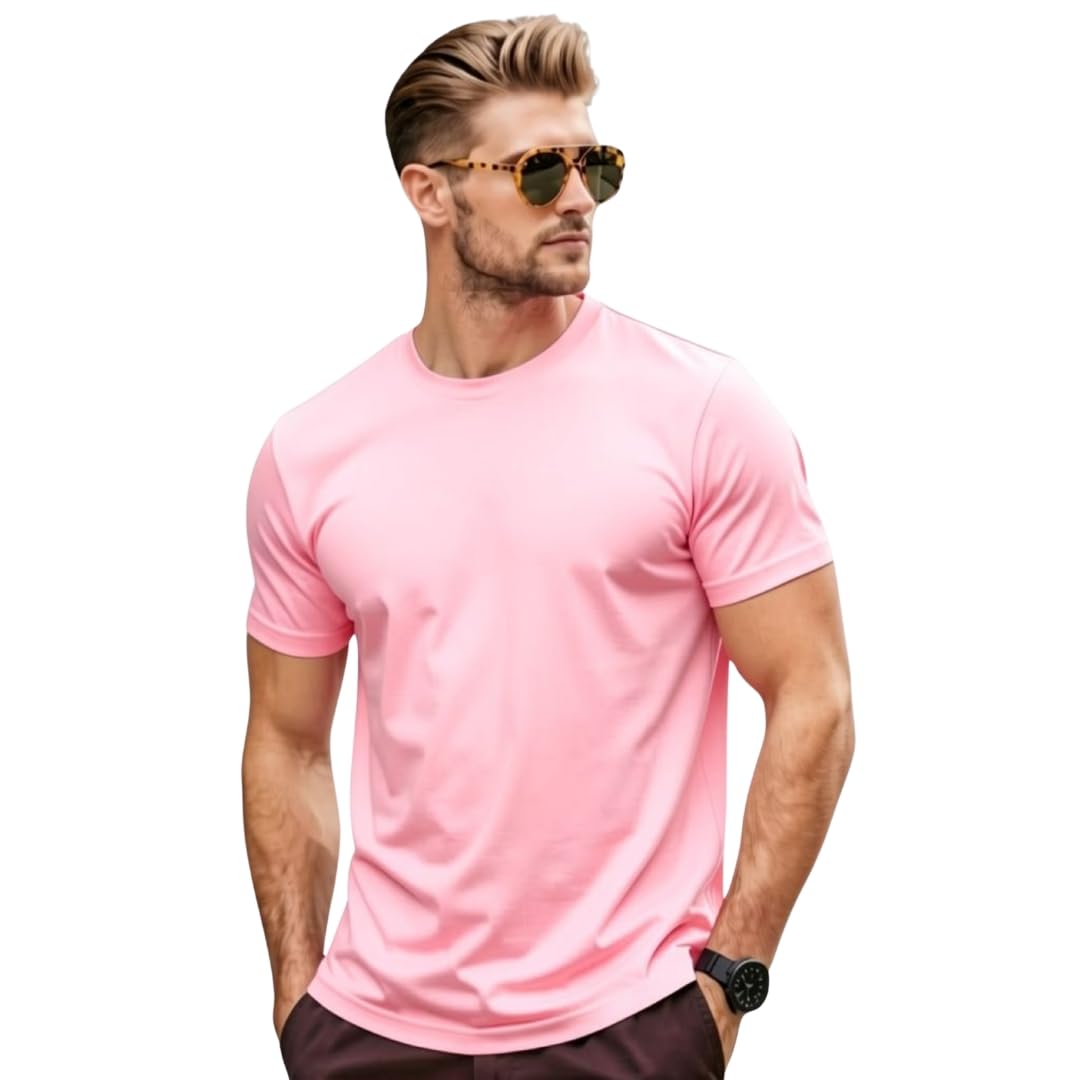 Aurelia Cotton Plain Solid T-Shirt for Men | Half Sleeve Round Neck Casual Tee | Soft Breathable Lightweight Top | Regular Fit Everyday Wear Basic T-Shirt for Men & Boys in neutral