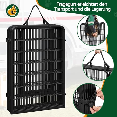 Yaheetech Welpenlaufstall 8-teilig 100cm hoch, Welpenauslauf mit Einteilige Verriegelung, Hundelaufstall mit Tragetasche & Befestigungsgurte, ideal für Hunde Wohnung & Garten, Einfache Montage