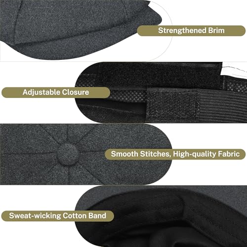 Image of KUJUHA Wool Newsboy Cap for Men Flat Irish Cabbie Ivy Gatsby Newsboy Driving Hat Hunting Cap