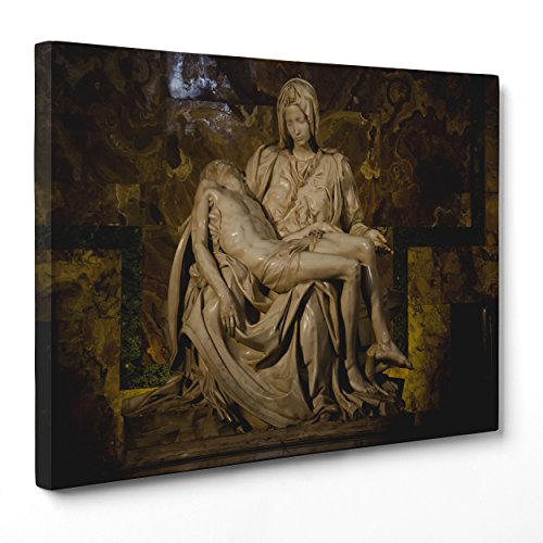 ConKrea QUADRO SU TELA CANVAS - INTELAIATO - PRONTO DA APPENDERE - La pietà di Michelangelo - Vaticano - Piazza San Pietro - 50x70cm - Senza Cornice - (cod.2748)