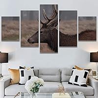 SIGNWIN 5 Panel Canvas Wall Art Animals Deer Modern Artwork for Home Decorations Ready to Hang - 60