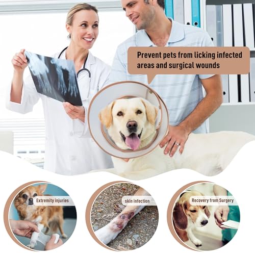 Image of Soft Dog Cone Collar for Large Medium Small Dogs After Surgery, Adjustable Pet Recovery E-Collar, Elizabethan Collar for Dogs and Cats, Tan Large
