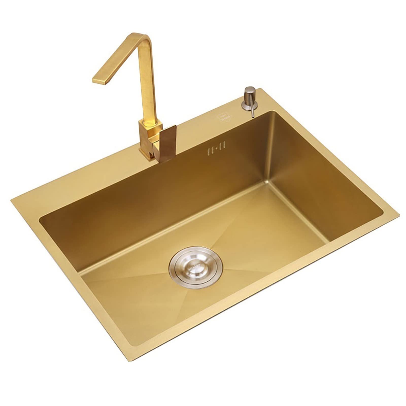Gold Nano Sink 304 Acciaio Inossidabile Workstation Farmhouse Lavello da Cucina Bar Lavello Piccolo Lavello Domestico con Accessori (Color : Gold, Size : 60 * 45cm)