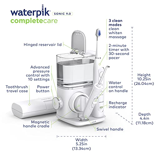Waterpik Complete Care 9.0 Sonic Electric Toothbrush With Water Flosser, Cc-01 White, 11 Piece Set #TOP3