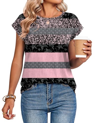 Image of Zeagoo Womens Tops Summer Casual Cap Sleeve Tshirts Shirts Business Dressy Spring Fashion Outfits Trendy Clothes